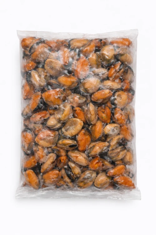 mięso małż mrożone, małże bez muszli, omułki mięso, mytilus galloprovincialis, owoce morza sklep, małże do makaronu, małże do paelli, seafood premium