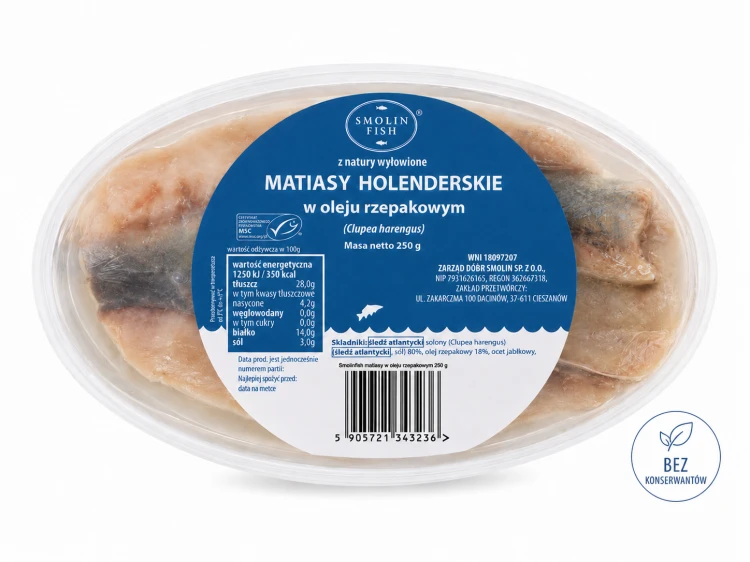 matjasy holenderskie, matjasy 250g, śledzie matjasy, młode śledzie, śledzie w oleju rzepakowym, matjasy w oleju, śledź holenderski, śledzie premium, delikatne śledzie, maślane śledzie, ryby w oleju, gotowe śledzie, przekąska rybna, bez konserwantów
