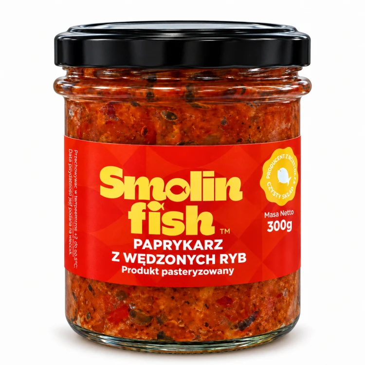 Słoik paprykarza Smolin Fish na białym tle.png