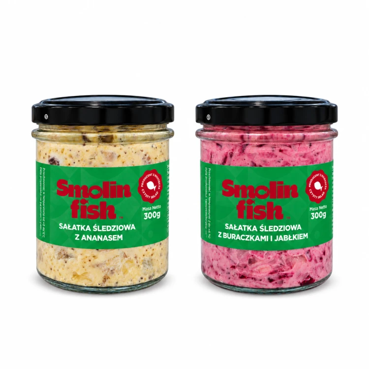 Słoiki sałatek śledziowych Smolin Fish.png